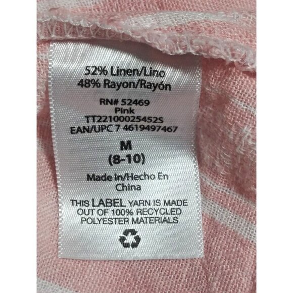 Time & Tru Women's M (8-10) Tank Top Pink Striped Linen Blend V Neck beautiful - Picture 11 of 13